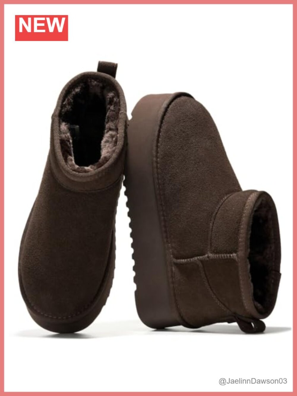 Genuine Suede Ankle Boots Water Resistant Faux Fur Lined Platform Booties